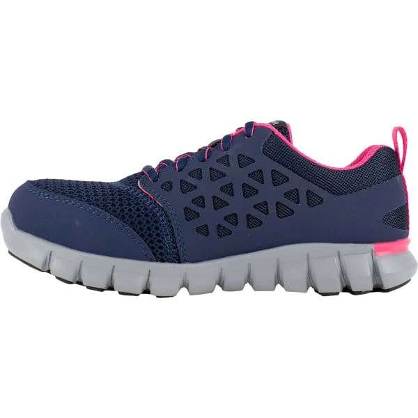 REEBOK WORK Women's Sublite Cushion Work Alloy Toe Athletic Oxford Sneakers, Navy/Pink - Image 3