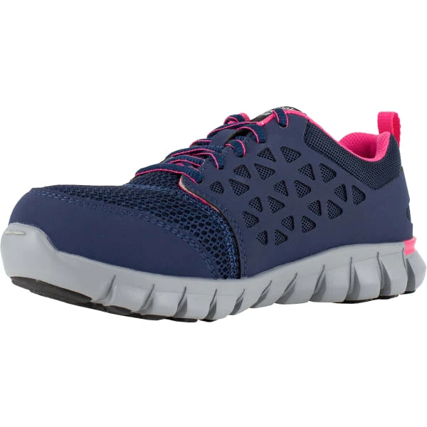 REEBOK WORK Women's Sublite Cushion Work Alloy Toe Athletic Oxford Sneakers, Navy/Pink - Image 4